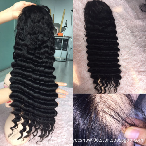 150% Peruvian Virgin Human Hair HD Lace Front Wig Pre Plucked 13*6 Cuticle Aligned Human Virgin Hair Wig Double Drawn deep Wave